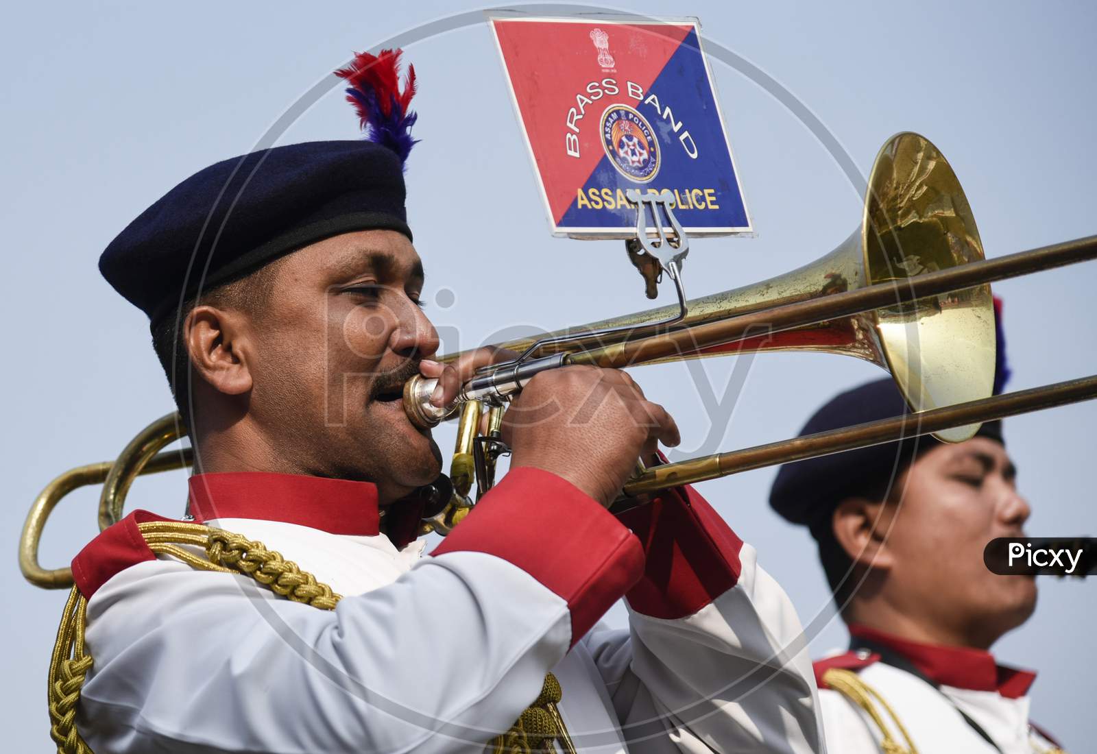 Assam Police Marching Band Performance During The 71St Republic Day Parade, At Veterinary College Playground, Khanapara In Guwahati, Assam, India On 26 Jan. 2020.