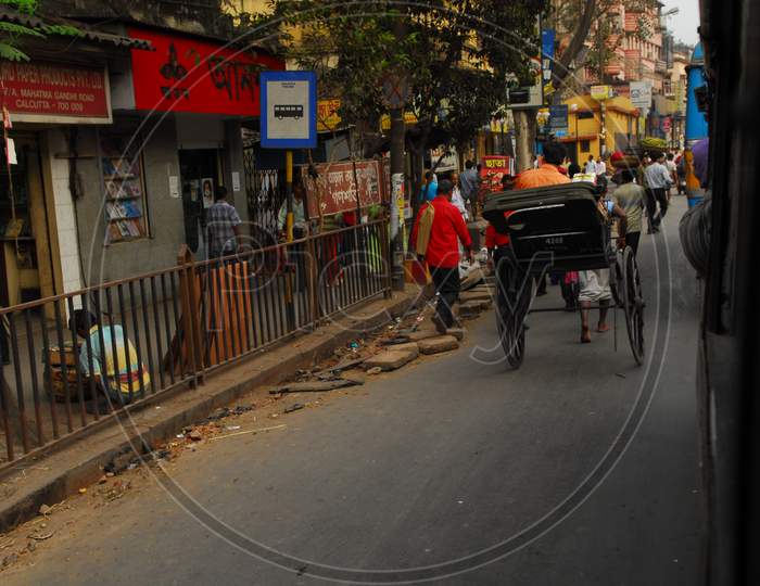 A Cargo Cart Puller On The Roads Of Kolkata