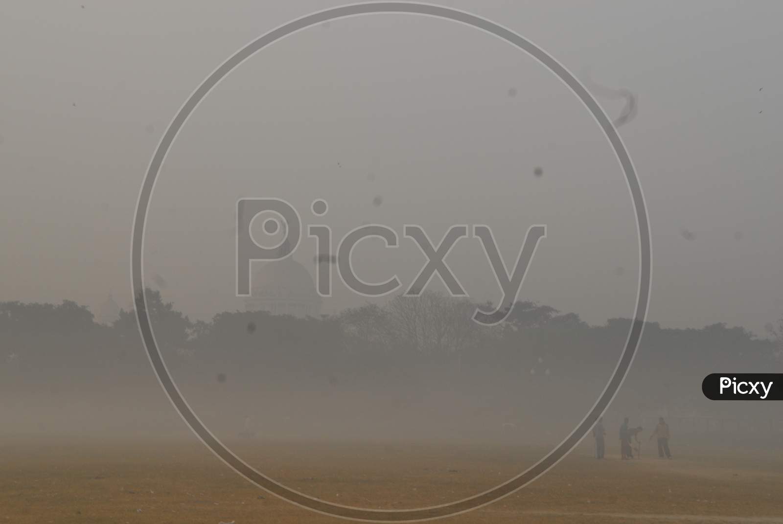 Morning Walkers Walking In an Winter Fog
