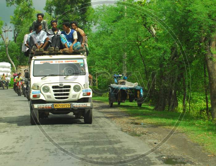 Indian van moving on the road