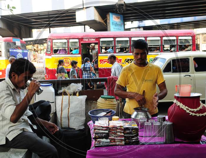 Indian Street Vendor making Buttermilk