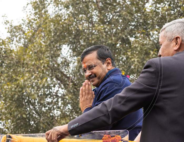 Arvind Kejriwal, national convener of the Aam Aadmi Party AAP, campaigning for Delhi Assembly Election 2020