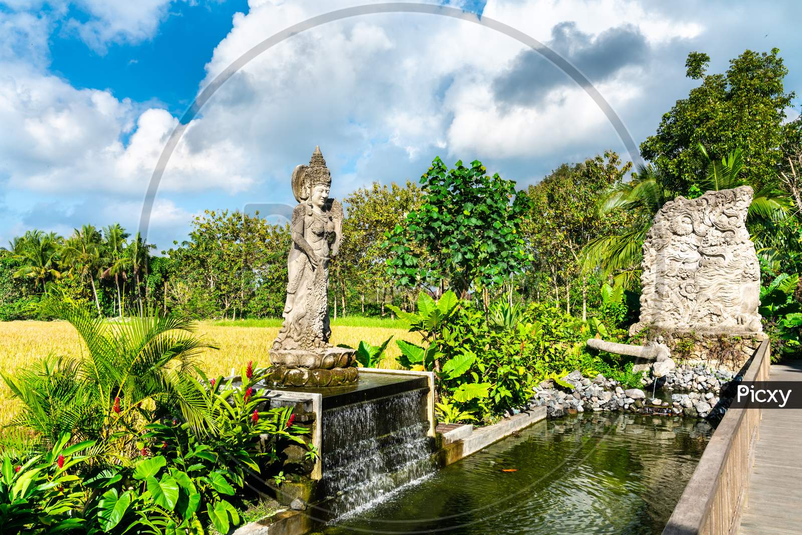 Statues In Ubud Monkey Forest On Bali, Indonesia