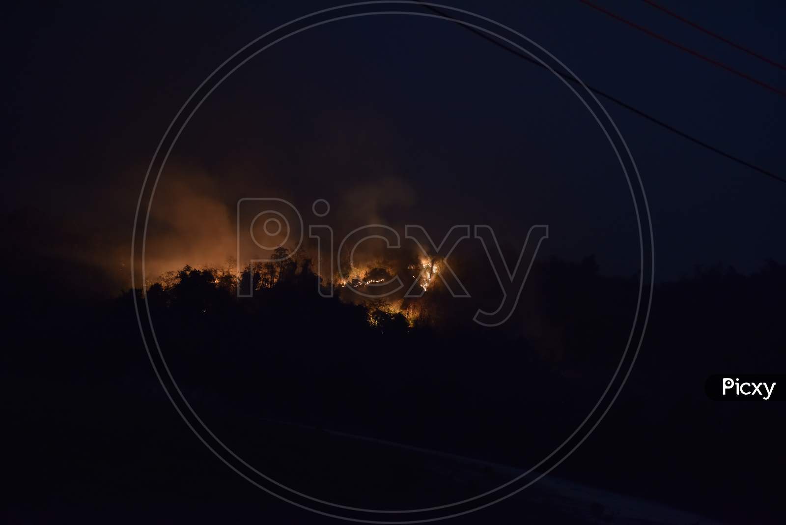 View of flames during the night