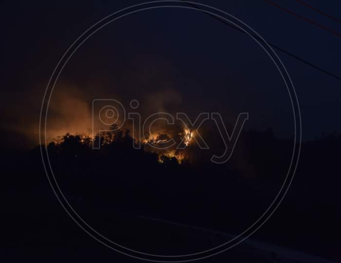 View of flames during the night