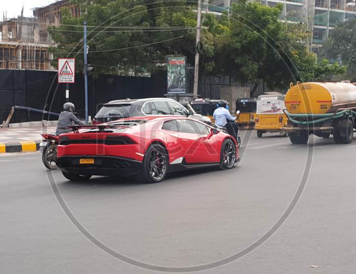 Lamborghini Car on Hyderabad Road