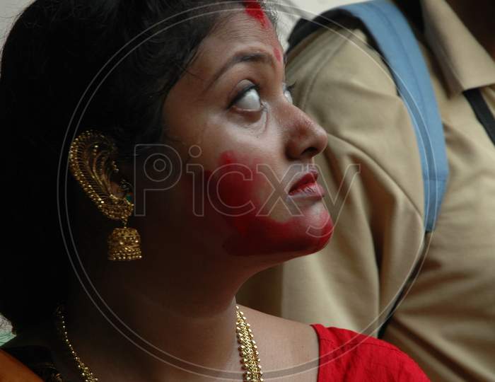 Indian Traditional Woman during Durga Puja