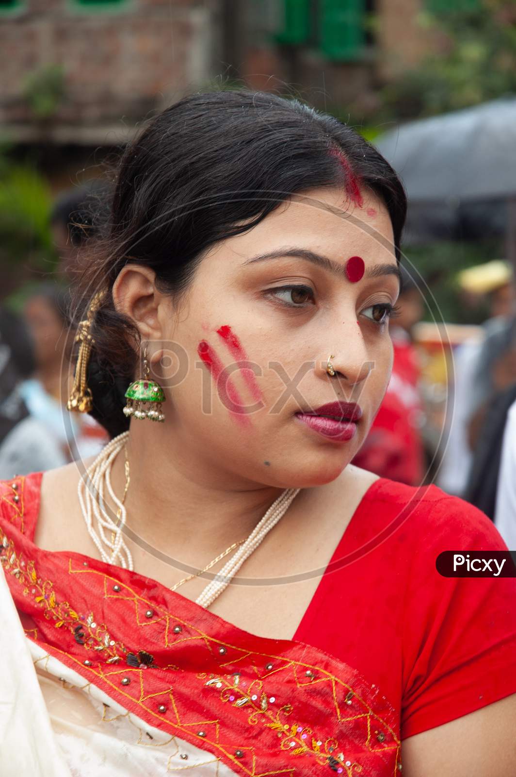 Image of Indian Woman during Durga Puja-YO305137-Picxy