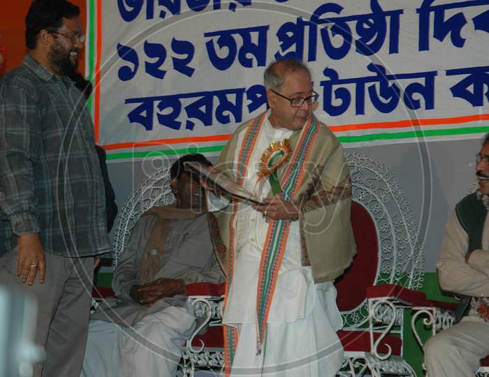 Former Indian President Pranab Mukherjee  Attending An Event At an Tribal Village  During  Tribal Festival Celebrations In Murshidabad