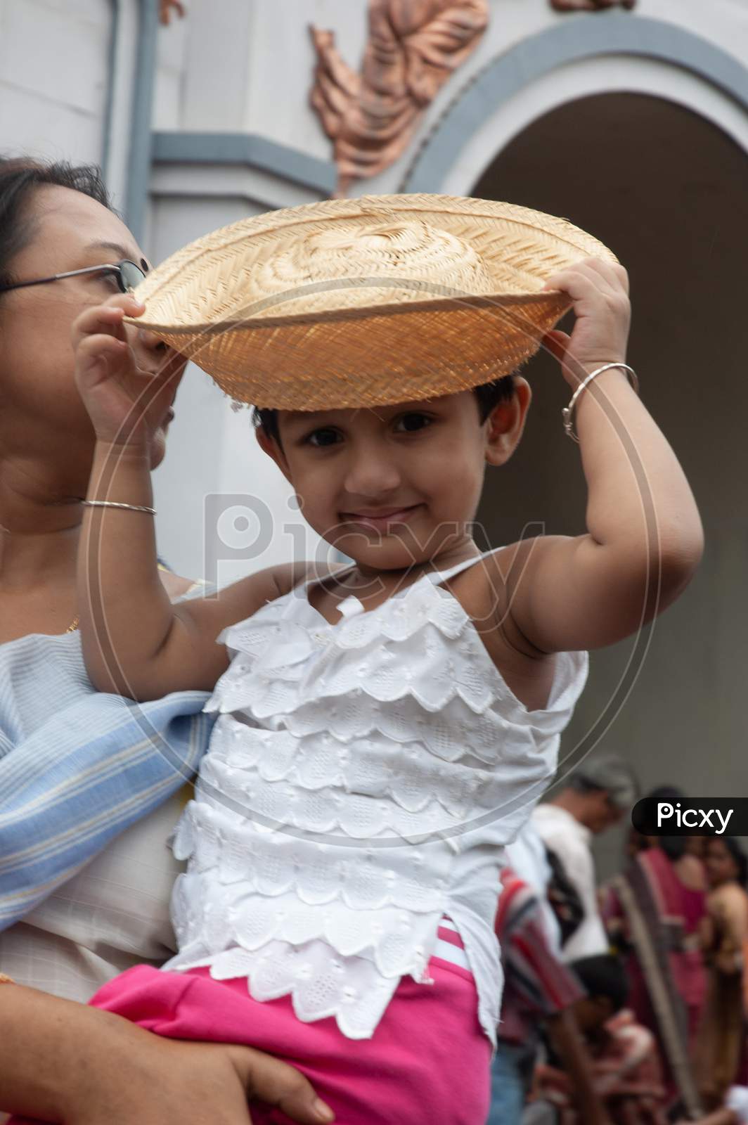Indian Little girl holding a basket