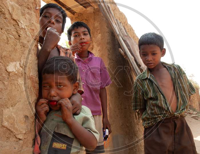 Indian Children At an Rural Village House