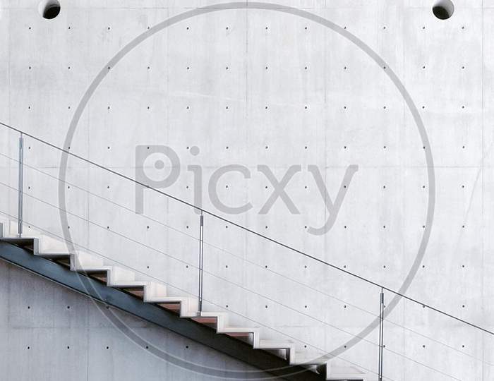 Staircase To an building With White Wall Background