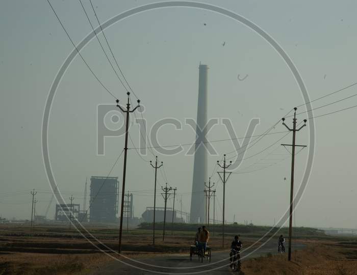 Under Construction Industrial Plant  With Hover Tower