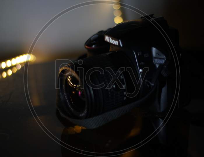 Nikon DSLR Camera With Led Light Bokeh