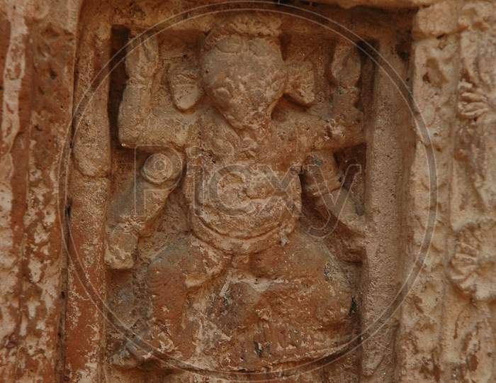 Architecture of Char Bangla Temple With Wall Sculptures in  Murshidabad , West Bengal