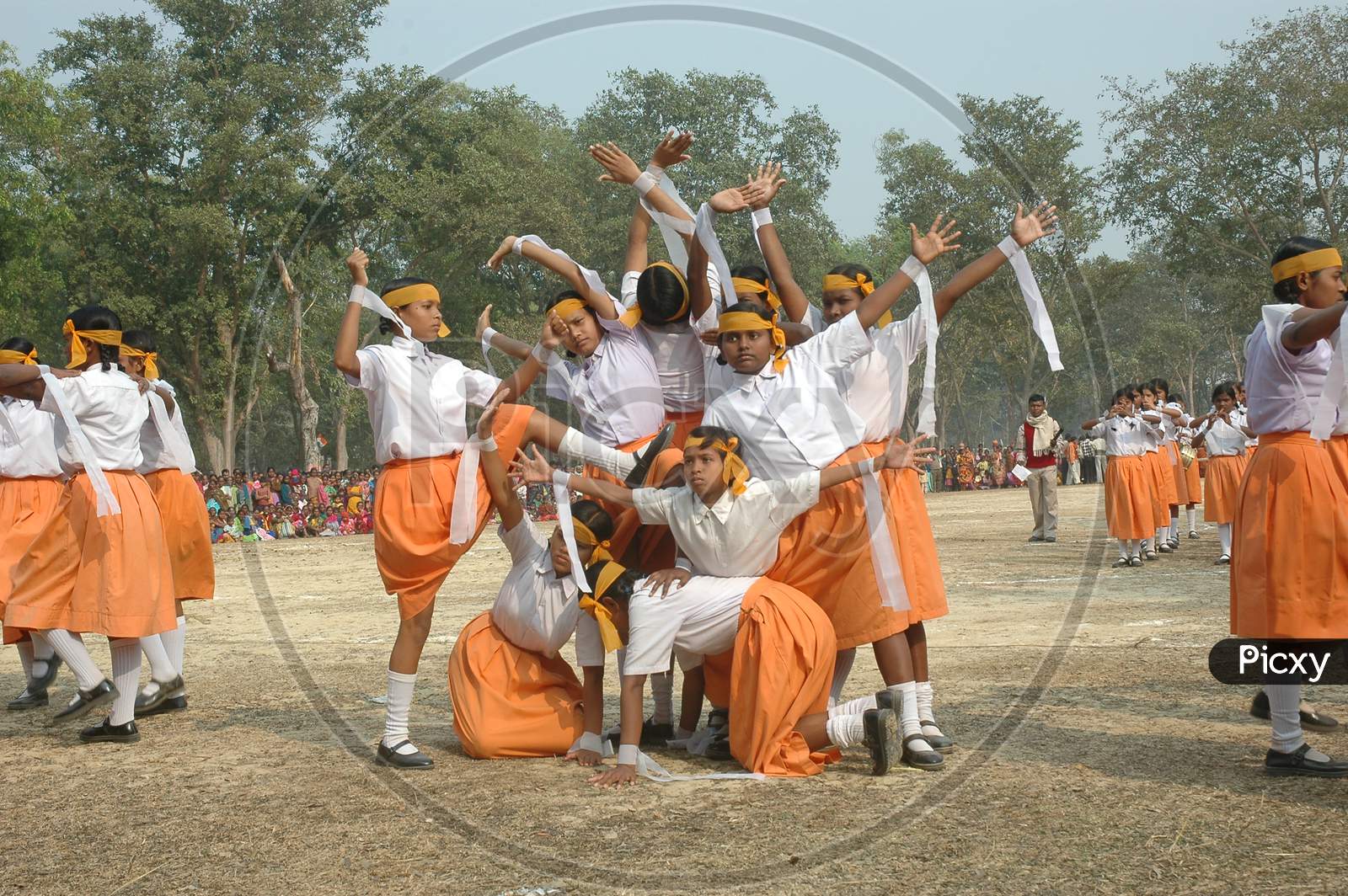 Tribal School Children Performing Dance At an Event Held At a Tribal Village