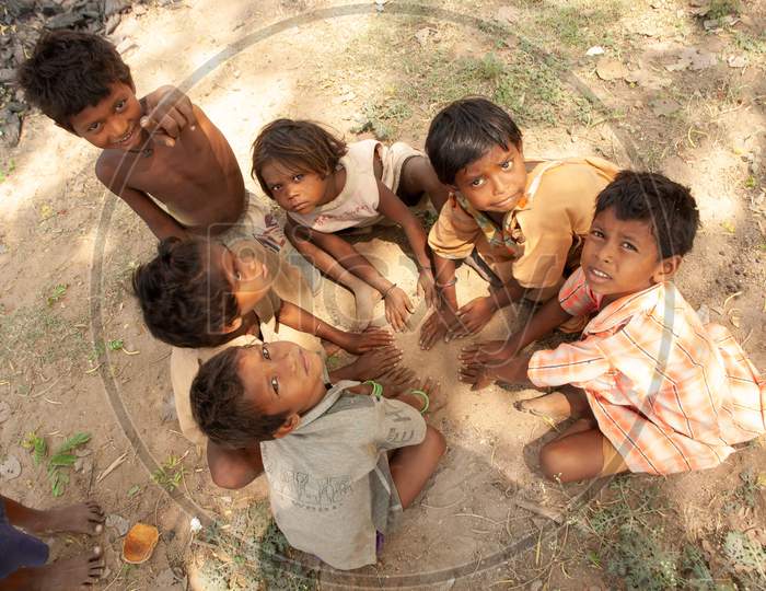 Children Playing At a Rural Indian Village
