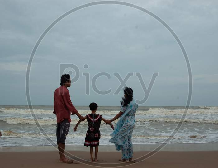 Indian Family by the beach