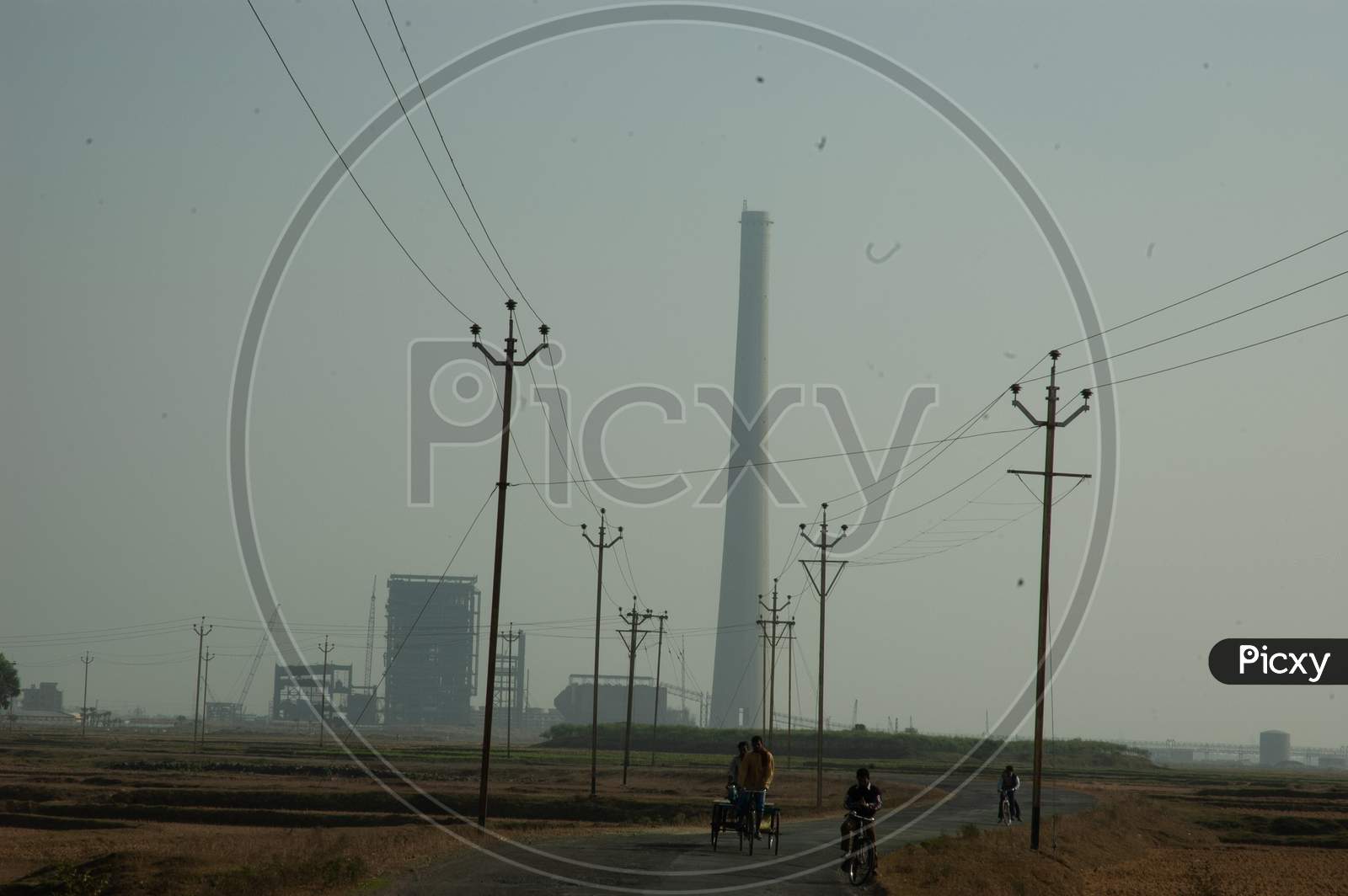 Under Construction Industrial Plant  With Hover Tower