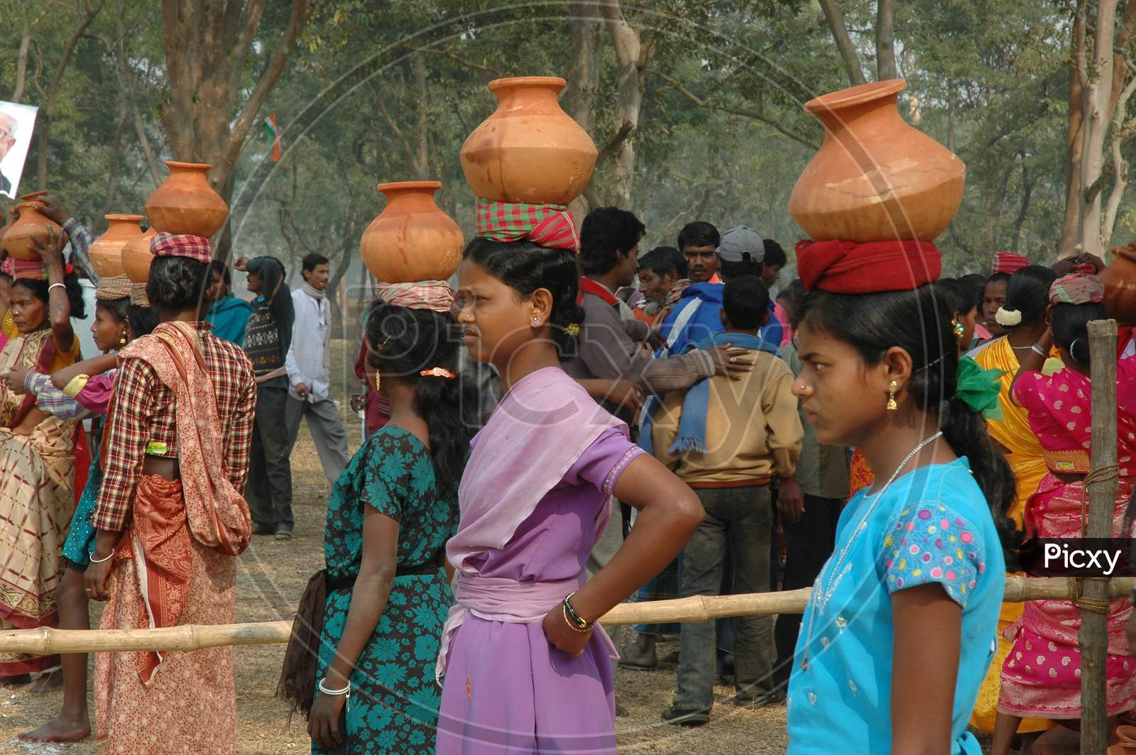 Indian Tribal Women with pots on their heads