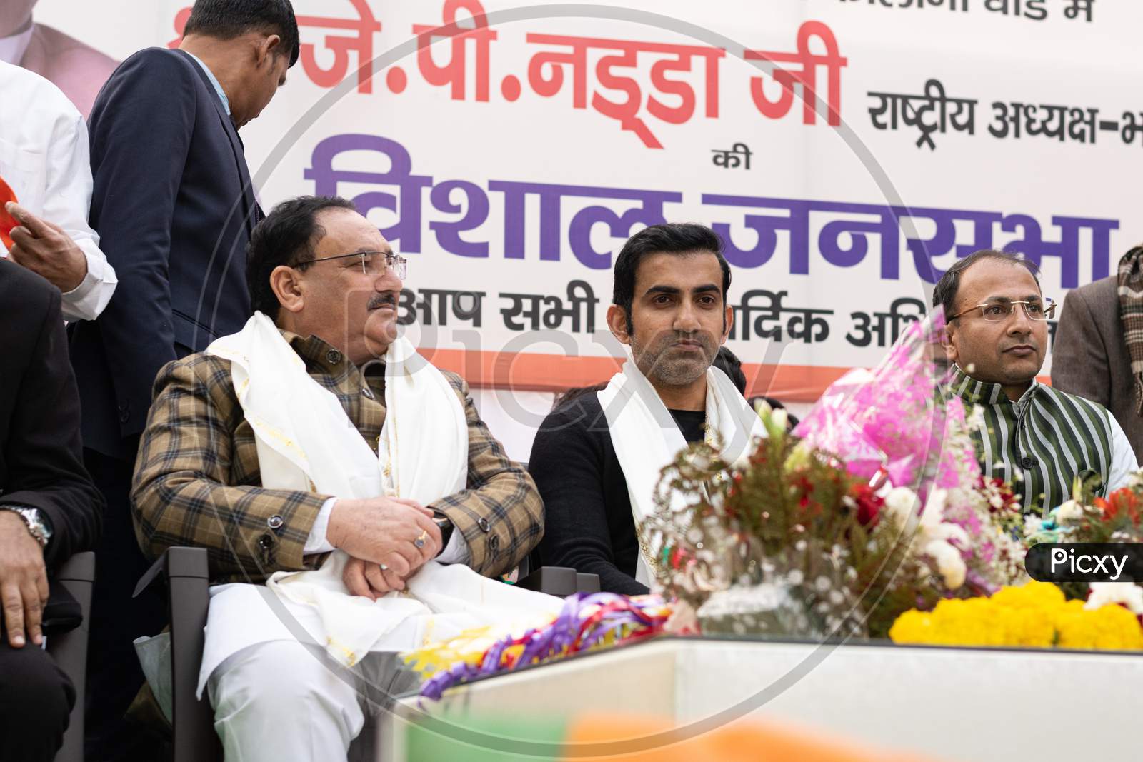 Jagat Prakash Nadda, National President of Bharatiya Janata Party BJP and Member of Parliament Rajya Sabha, and Gautam Gambhir, Former Cricketer and Member of Honourable Parliament, campaigning for Delhi Assembly Election 2020
