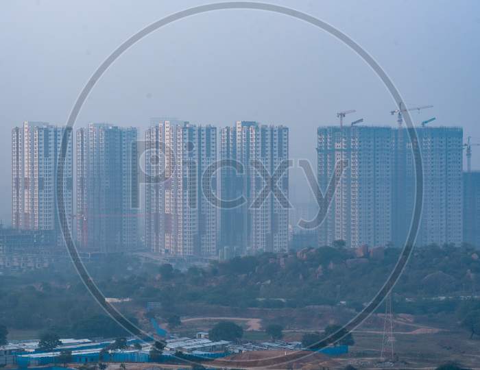 View Of High Rise Under construction  Corporate Buildings From  Khajaguda Hill