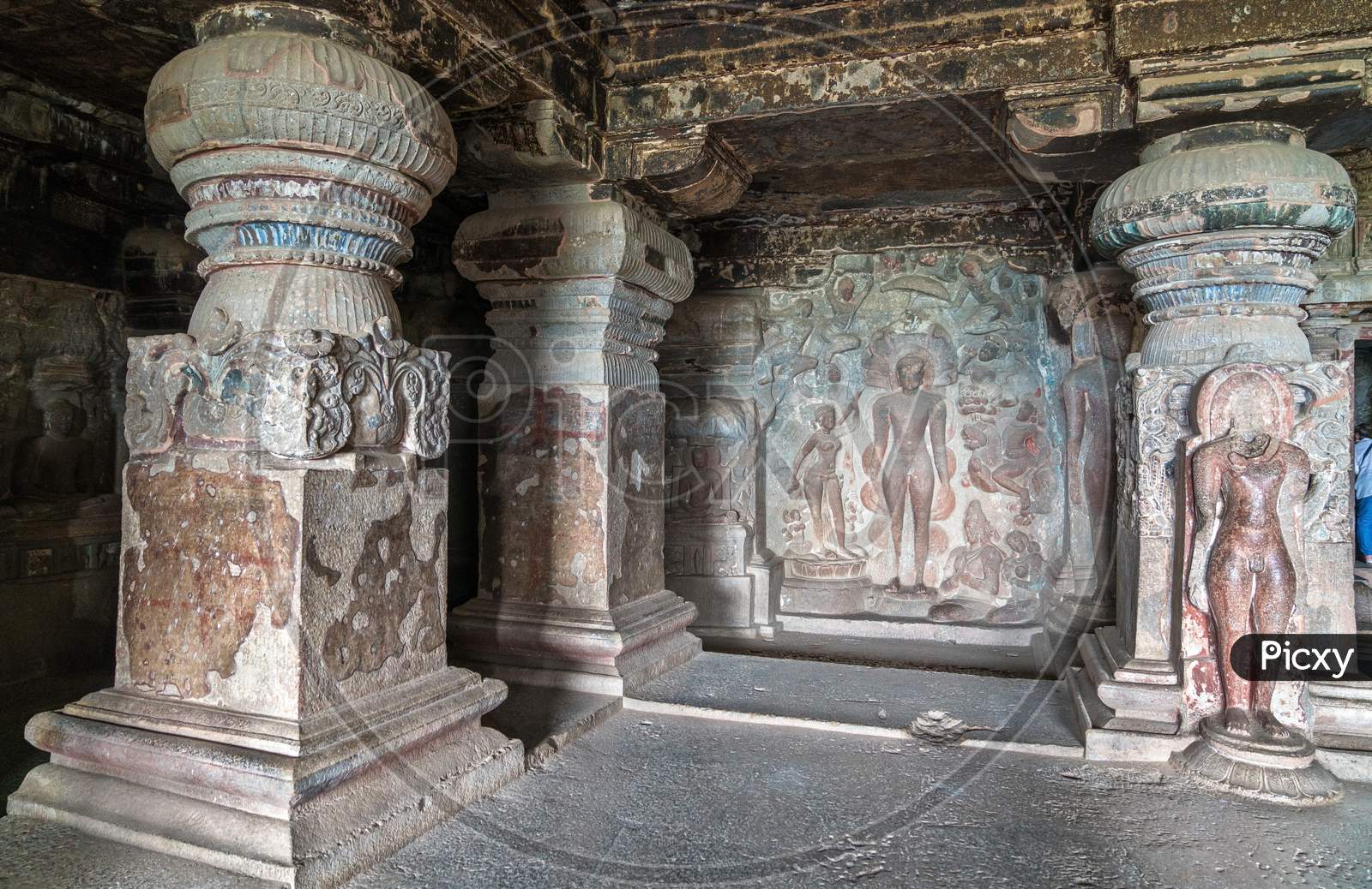 Interior Of Indra Sabha Temple At Ellora Caves, India