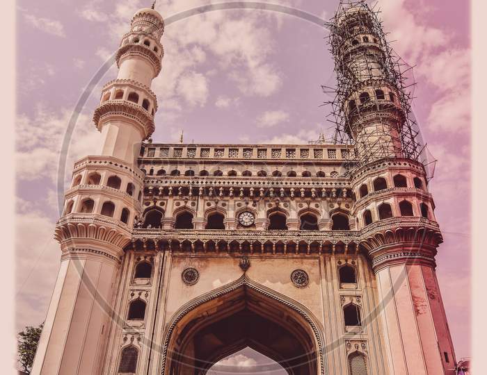 Charminar With Tinted Sky Background