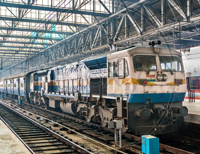 Passenger Train At Chhatrapati Shivaji Maharaj Terminus In Mumbai