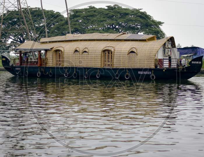 Boathouses on Kerala Backwaters At Alleppy