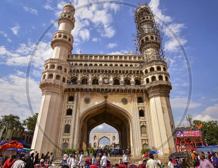Architecture Of Charminar With Blue Sky Background