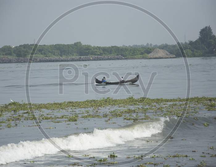 Fisherman in Boats At Kochi Port