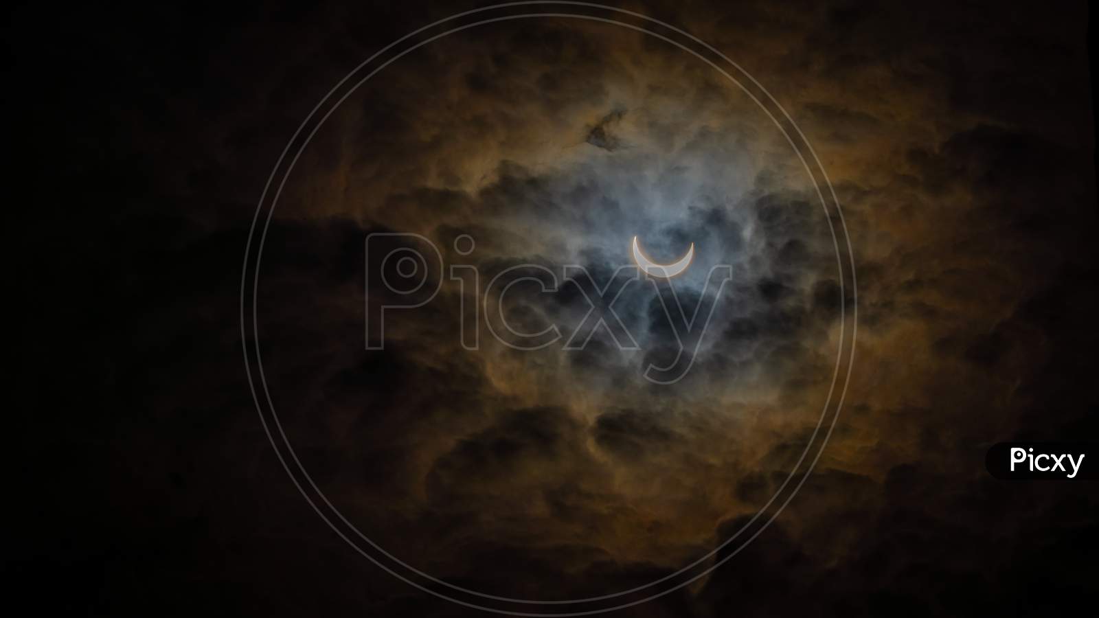 Solar Eclipse Sun With Dark Sky Background