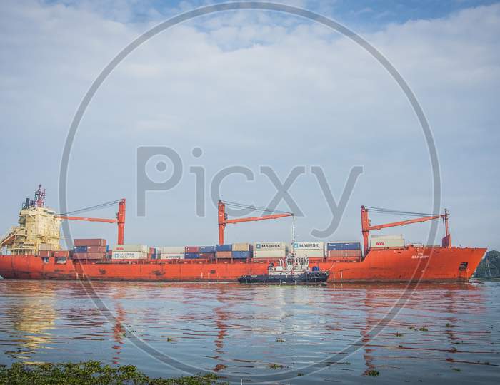 Cargo Ships At Kochi Port