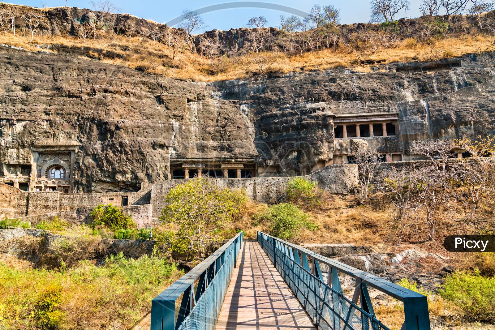 Bridge Above The Waghur River At The Ajanta Caves. Maharashtra, India