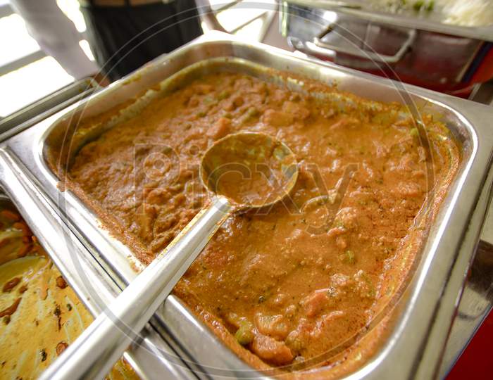 Mixed Veg Curry  In a Bowl  At a Buffet Table