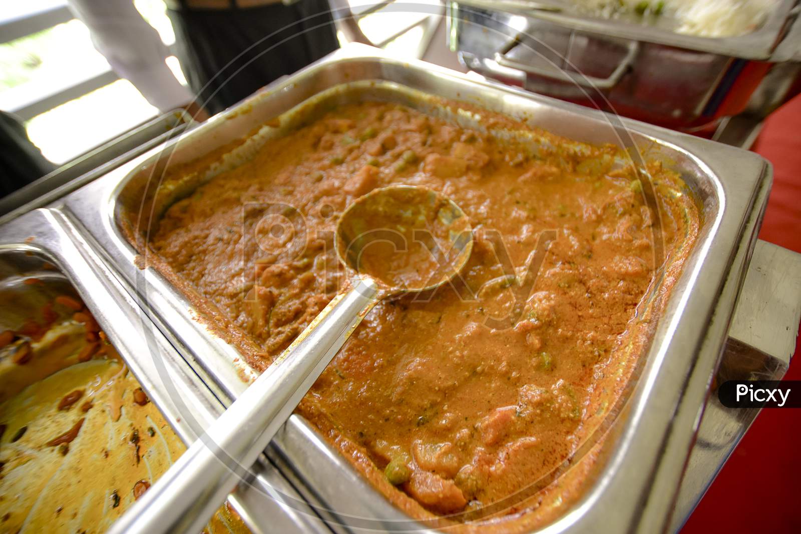 Mixed Veg Curry  In a Bowl  At a Buffet Table