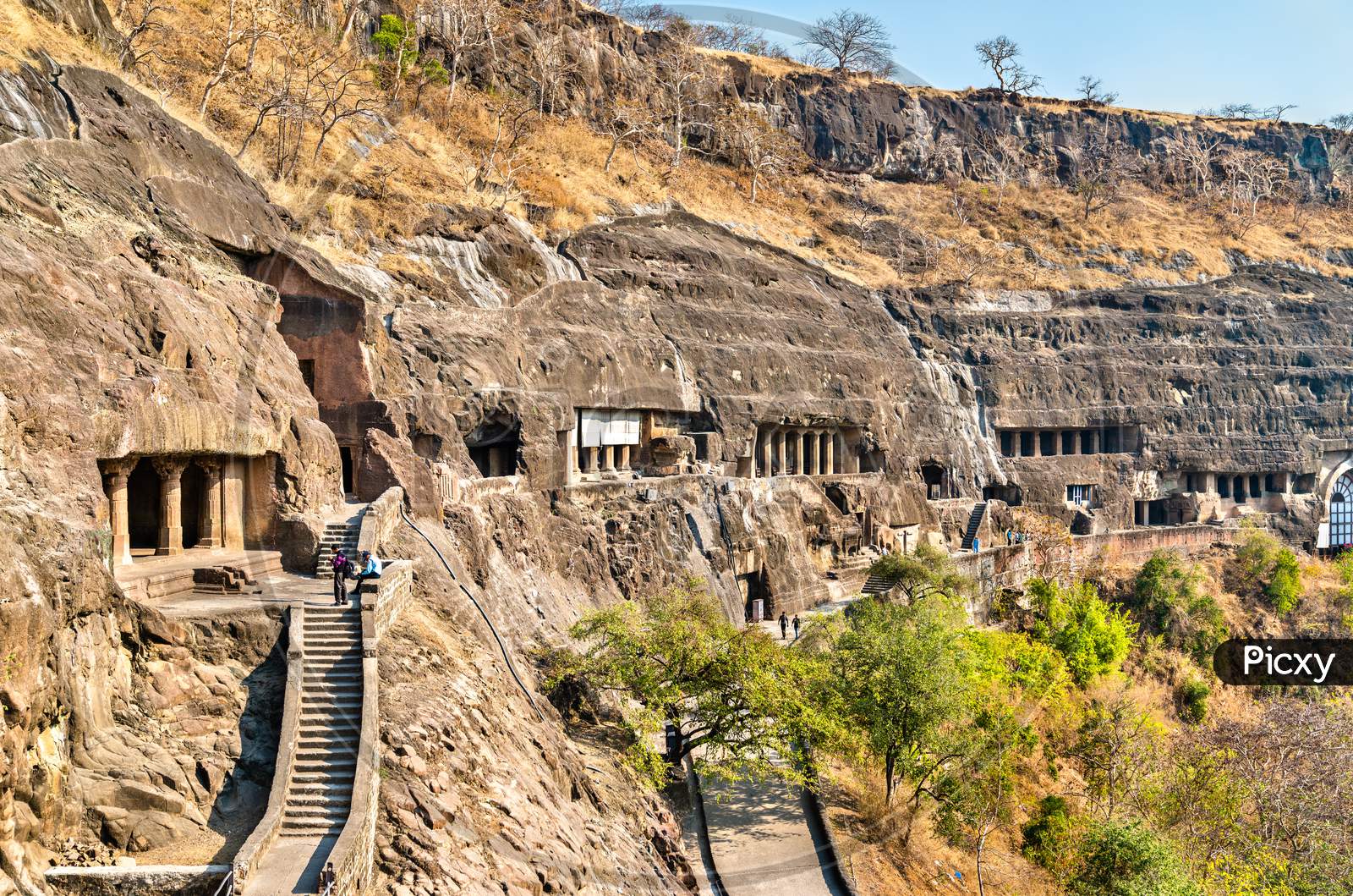 View Of The Ajanta Caves. Unesco World Heritage Site In Maharashtra, India
