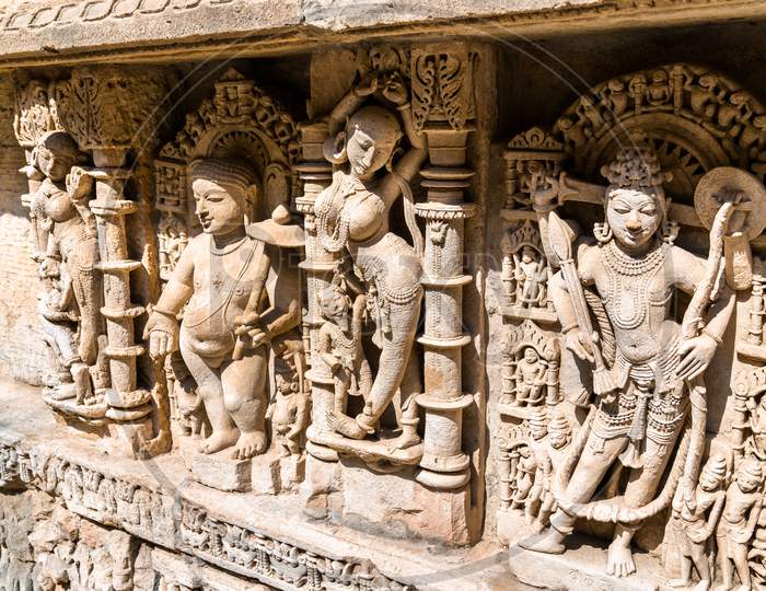 Sculptures Of Goddesses At Rani Ki Vav, An Intricately Constructed Stepwell In Patan - Gujarat, India