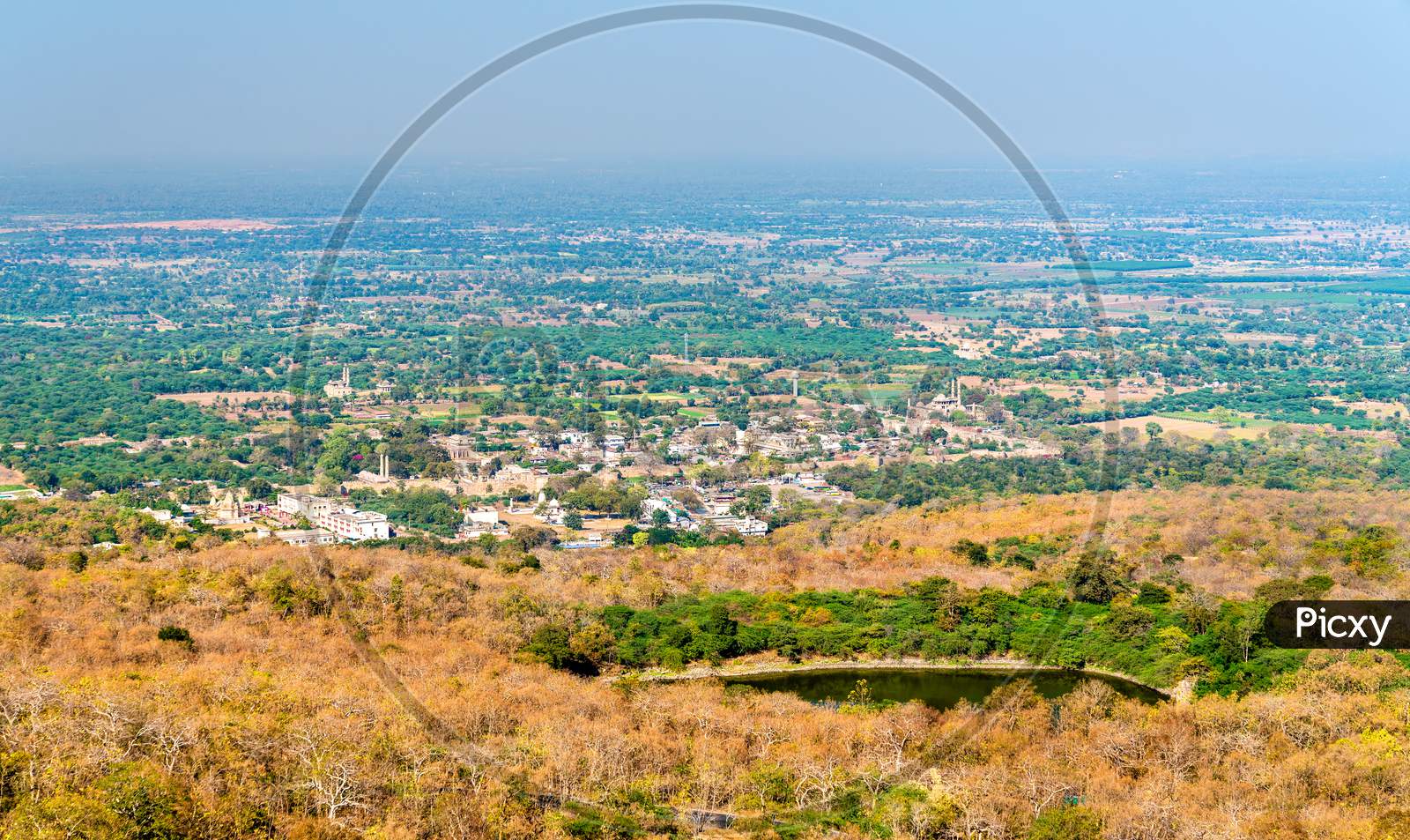 Panorama of Champaner, a historical city in the state of Gujarat. A UNESCO world heritage site in western India