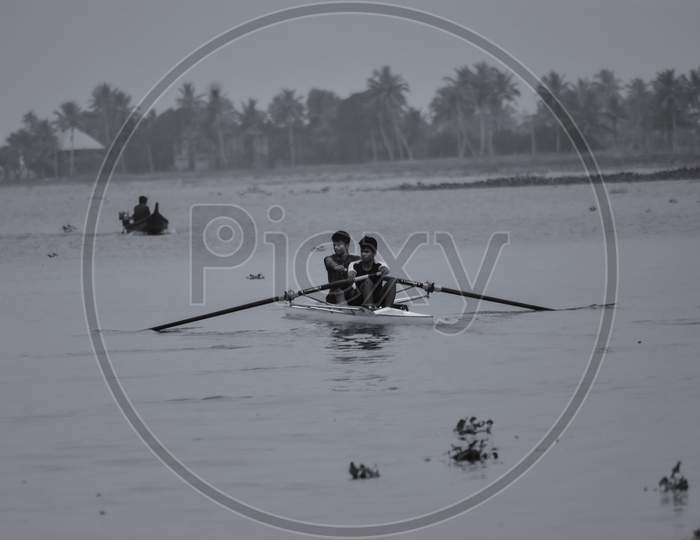 Rowing Boats in Kerala Backwaters