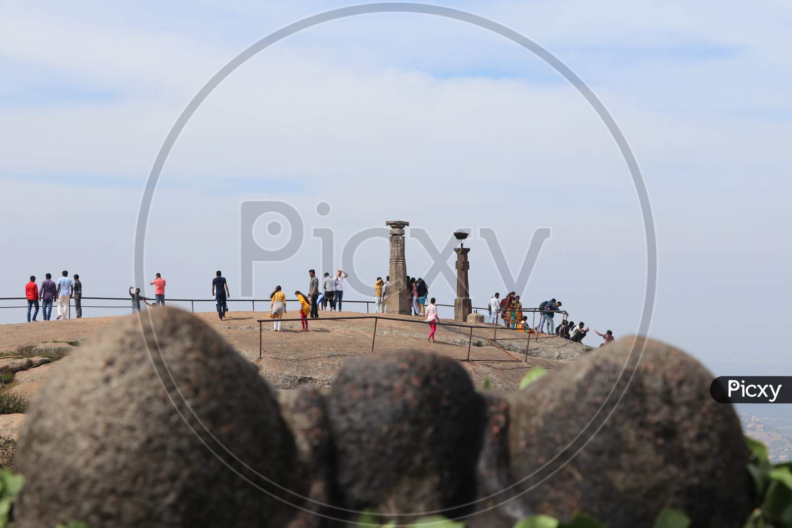 Visitors Or  People  At a View Point  On a Rock Hill