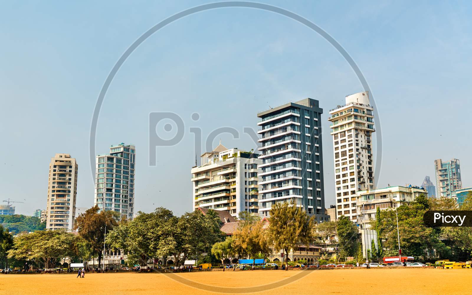 Mumbai Skyline From Girgaon Chowpatty Beach