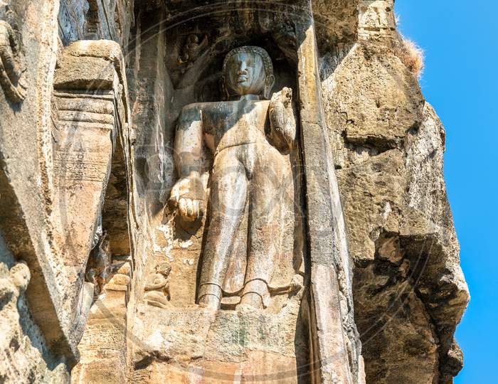Carved Figure At The Ajanta Caves. Maharashtra - India