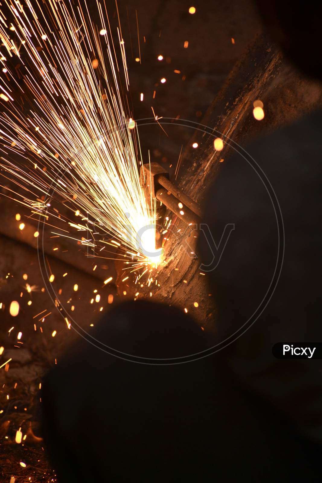 Fire Sparkles  During Metal Welding or Cutting