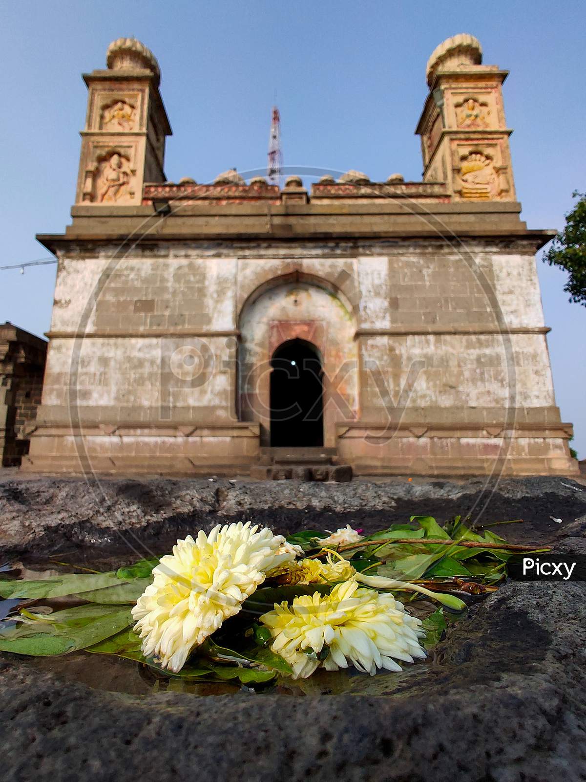 Flowers Kept At a Ancient Hindu Temple For Worship at Shrigonda