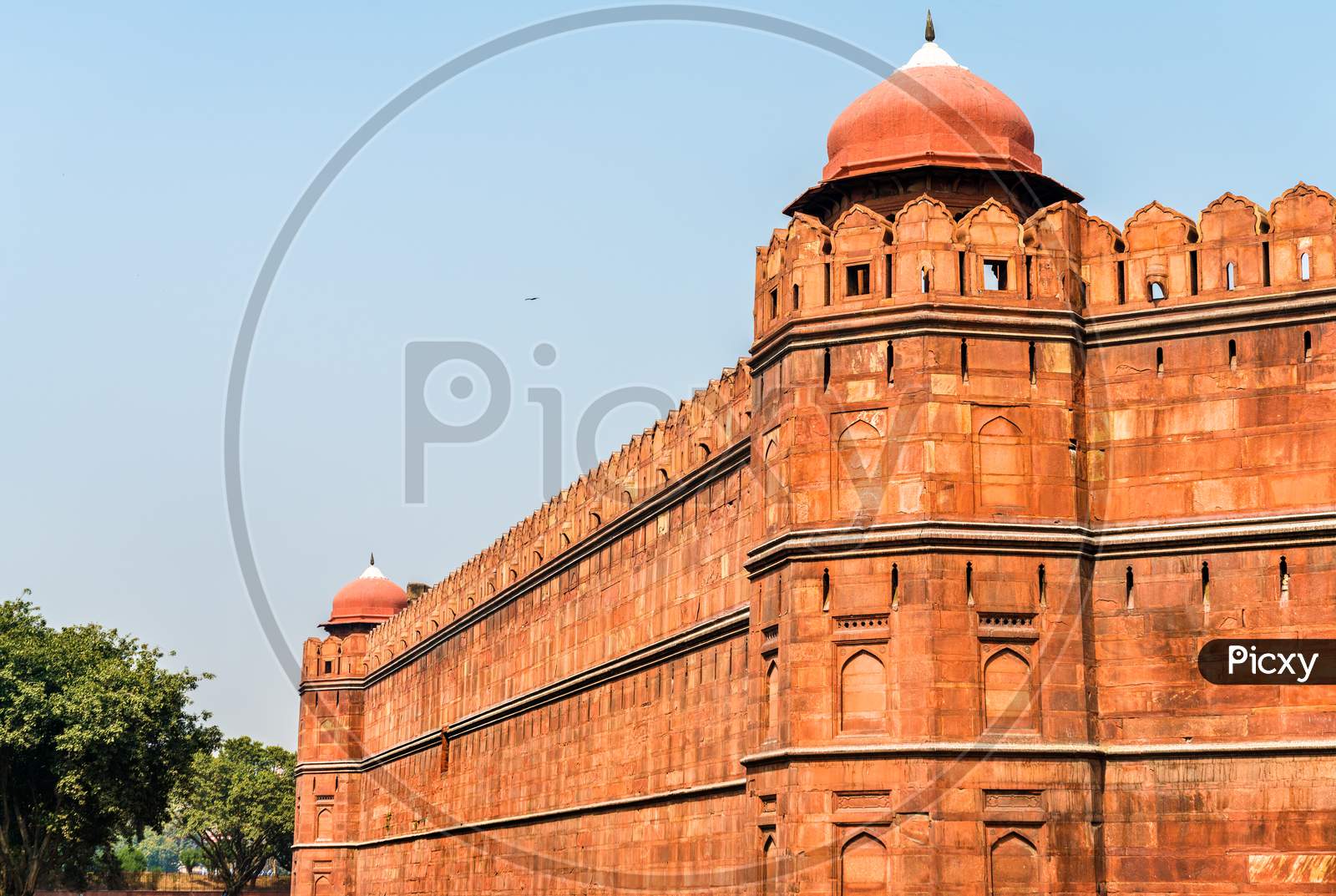 Defensive Wall Of Red Fort In Delhi, India