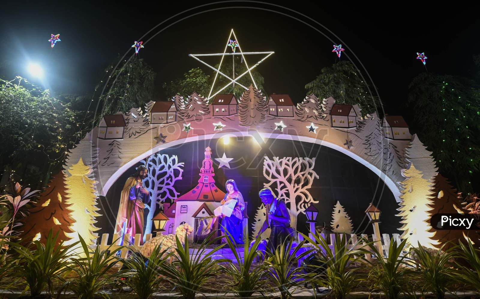 Saints Johns Church Decorated With Illuminates Lights, On The Eve Of Christmas In Guwahati