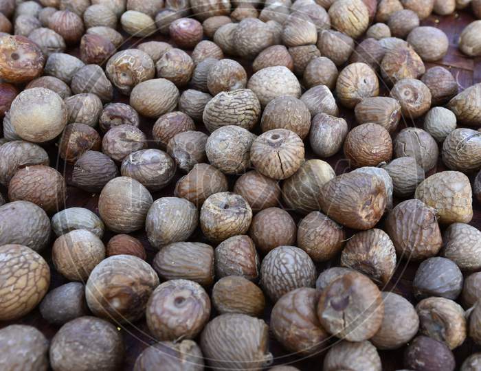 Pile Of  Dried Areca Nuts, Also Known As Betel Nuts Or Supari, At Howly In Barpeta District Of Assam.