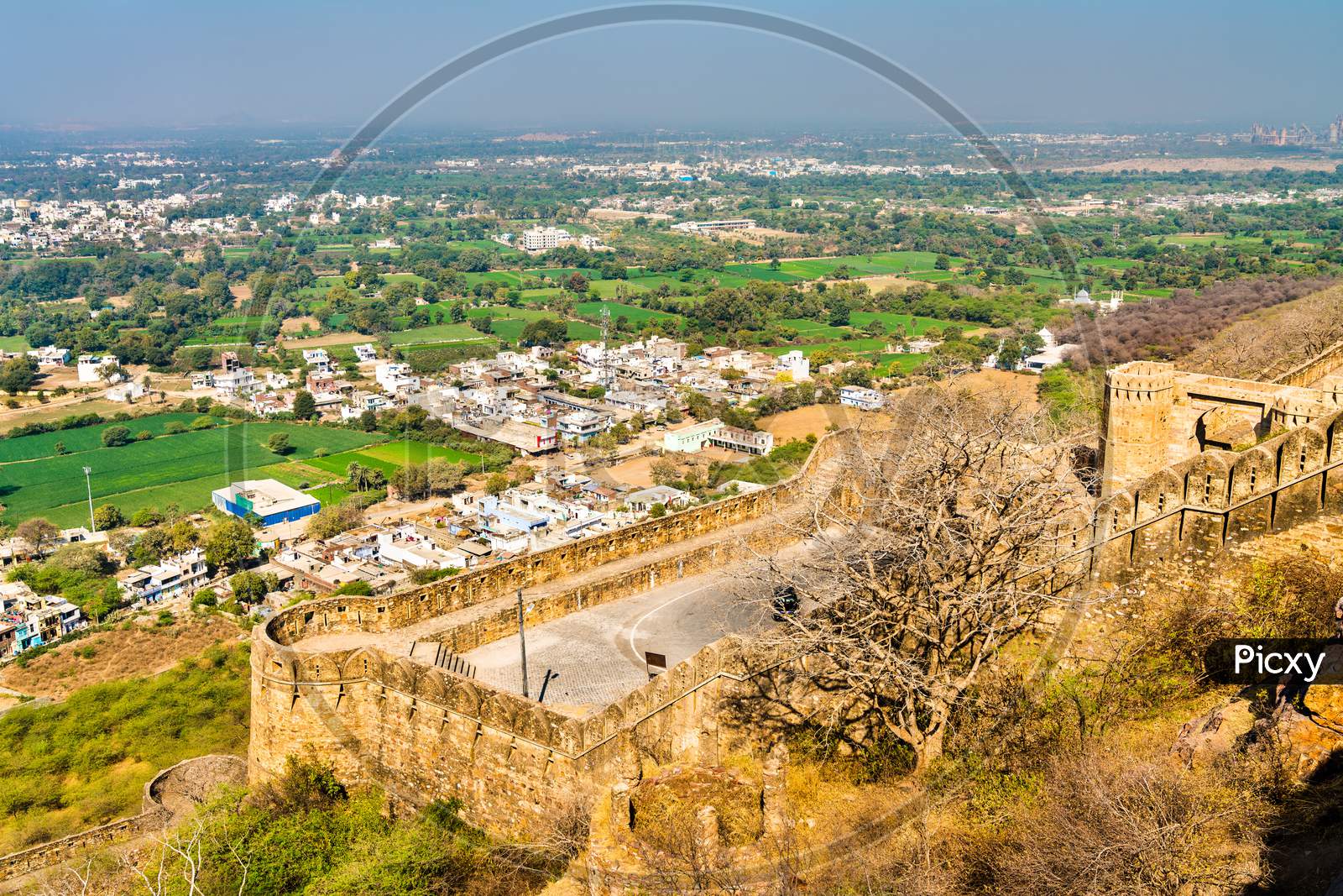 Fortifications Of Chittor Fort In Chittorgarh City Of India